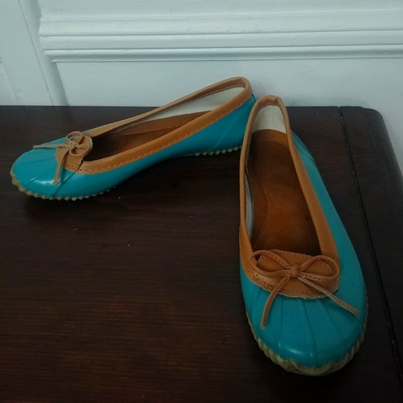 Western Chief Women's Duck Rain Flats Turquoise Brown Size 7 Cowboycore - Picture 2 of 5